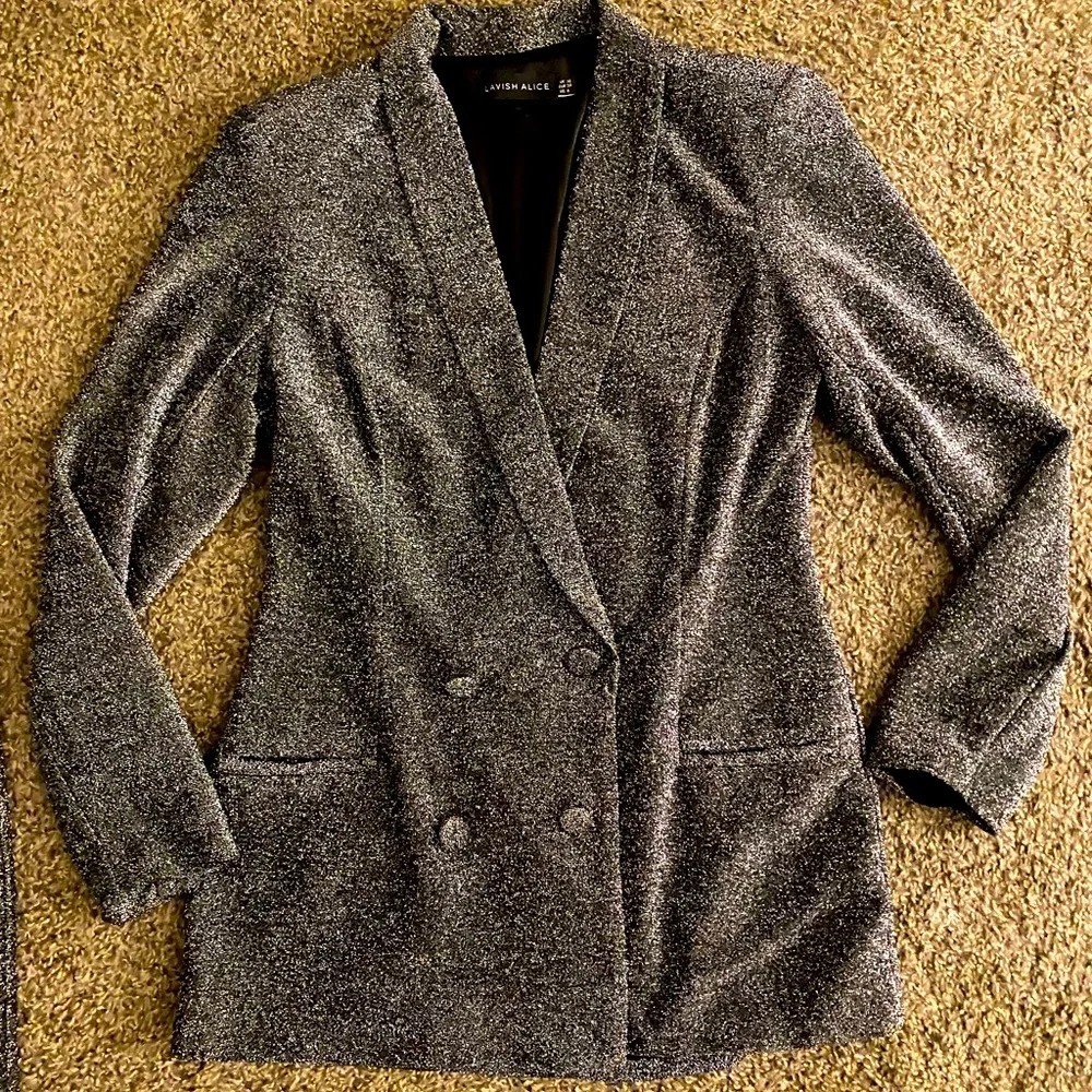 Lavish Alice metallic knit blazer & pant set - Picture 1 of 5